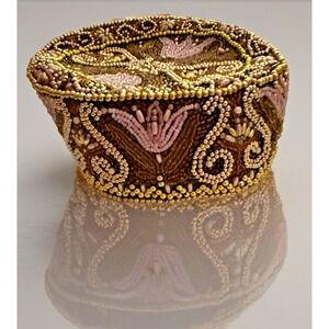 VTG Hand Beaded Tubeteika-Style Decorative Victorian Revival Fabric Hat England